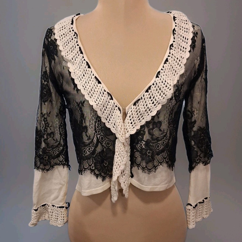 Michael Simon Lace Sweater Shrug Dark Coquette‎ Lolita Romantic Sz PM Fits Small